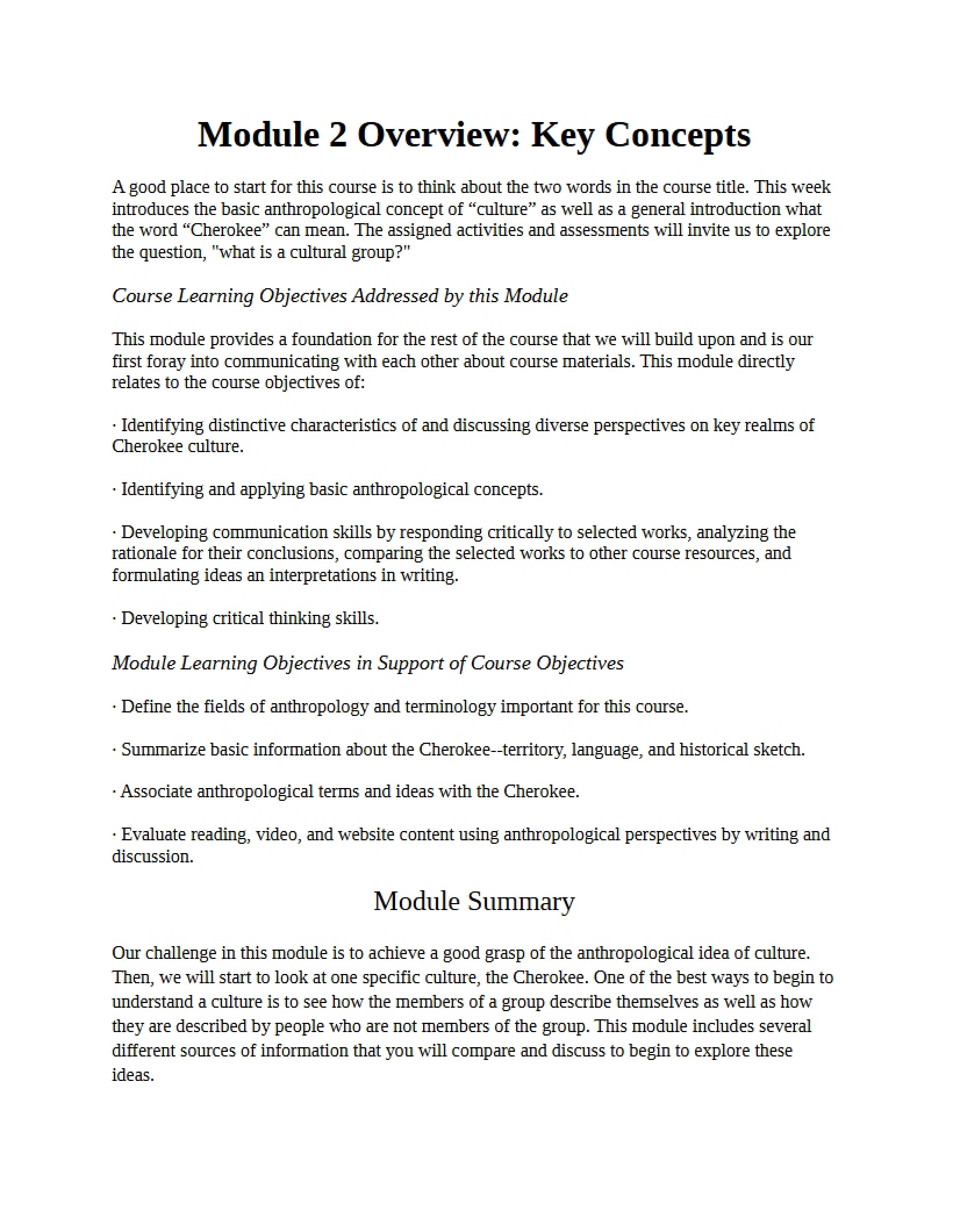 Overviews of Modules