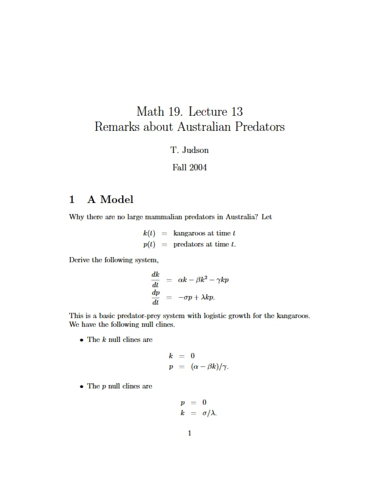 Life Science Modeling Lecture 13