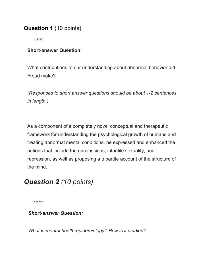 Understanding Abnormal Behavior - Freud's Contributions