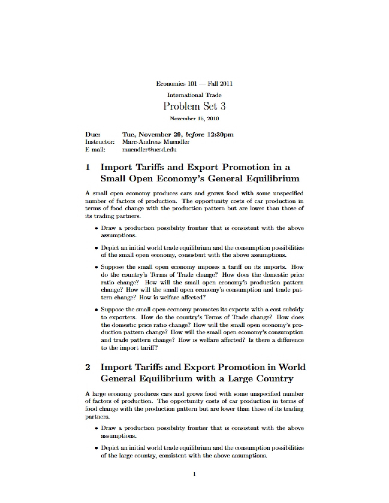 International Trade Assignment Three