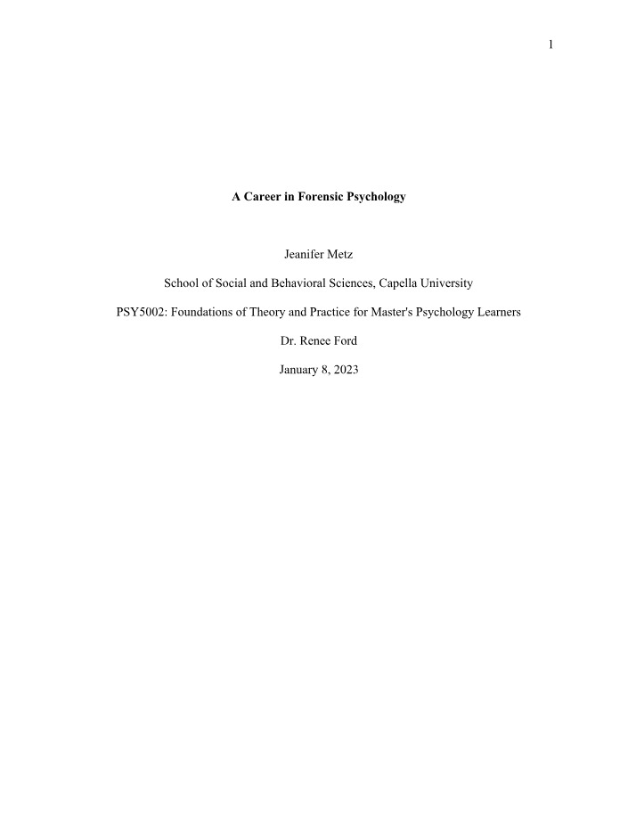 Forensic Psychology Career Path