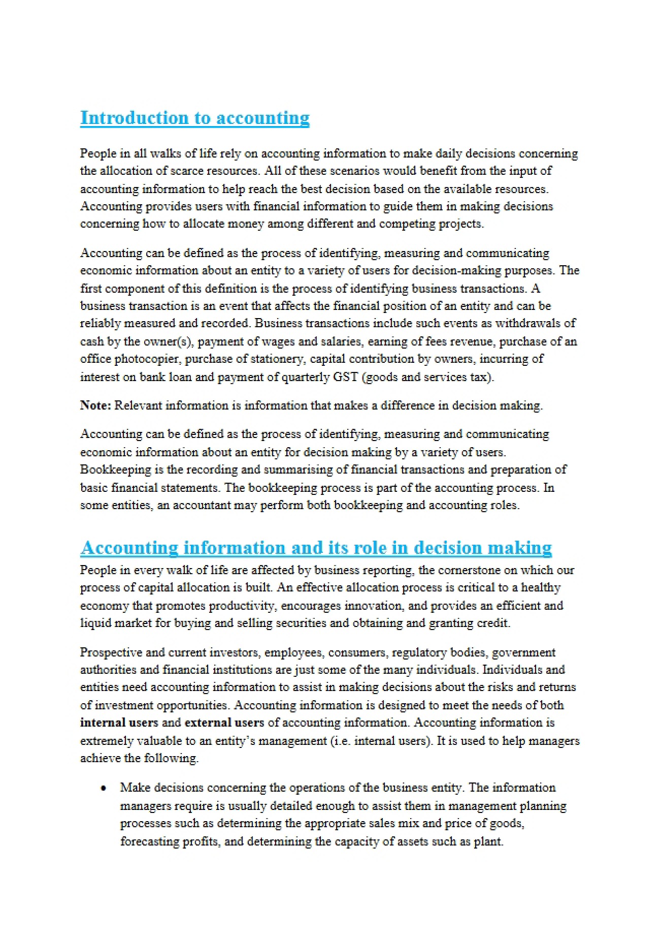 Overview of Accounting