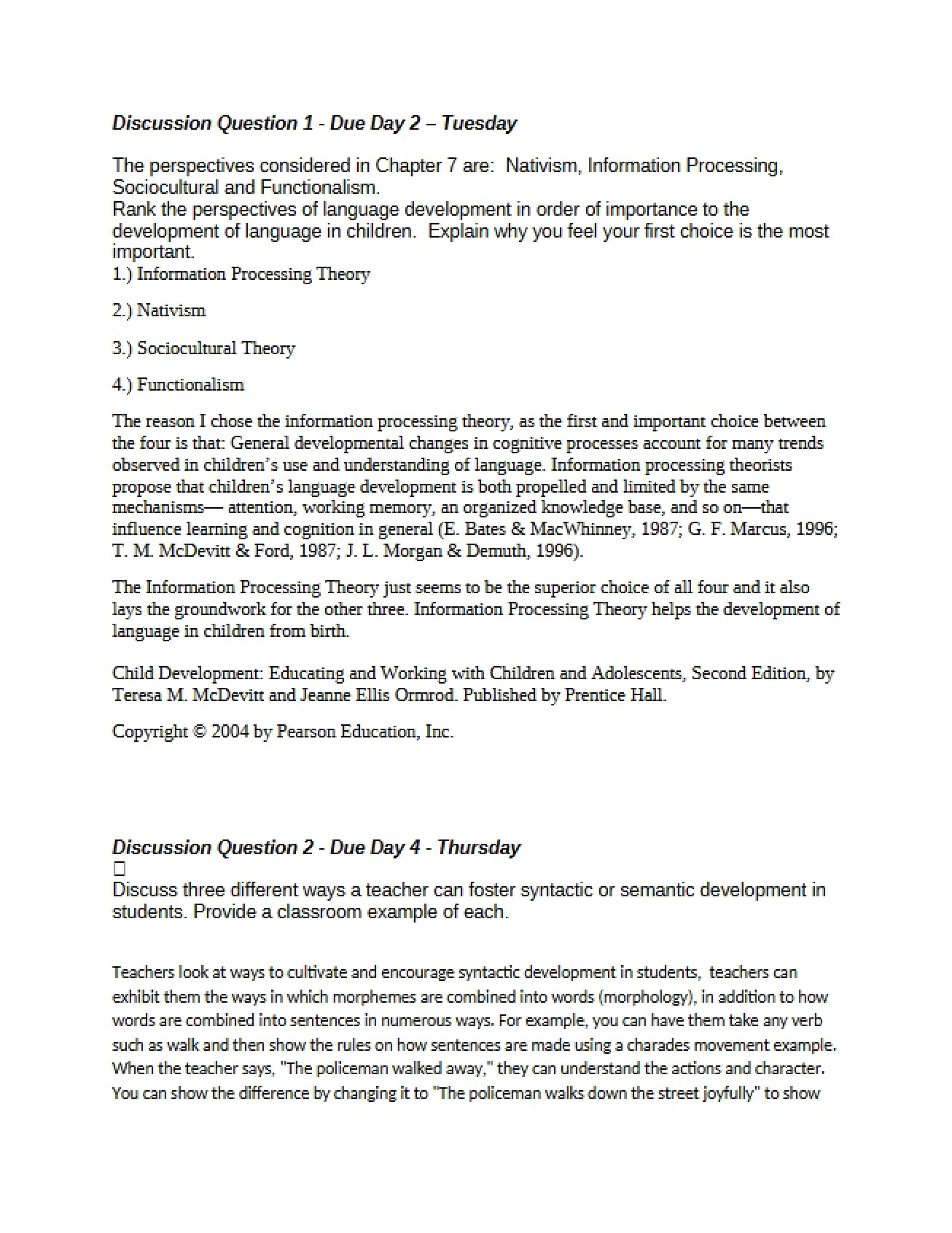 Child Development Assignment