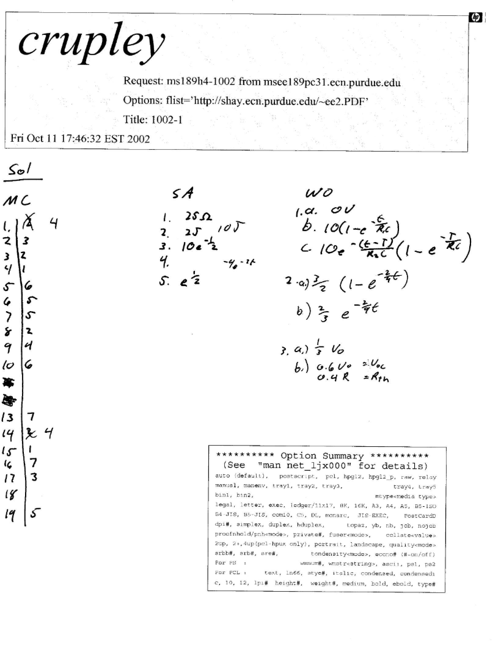 Solution for Exam 2b