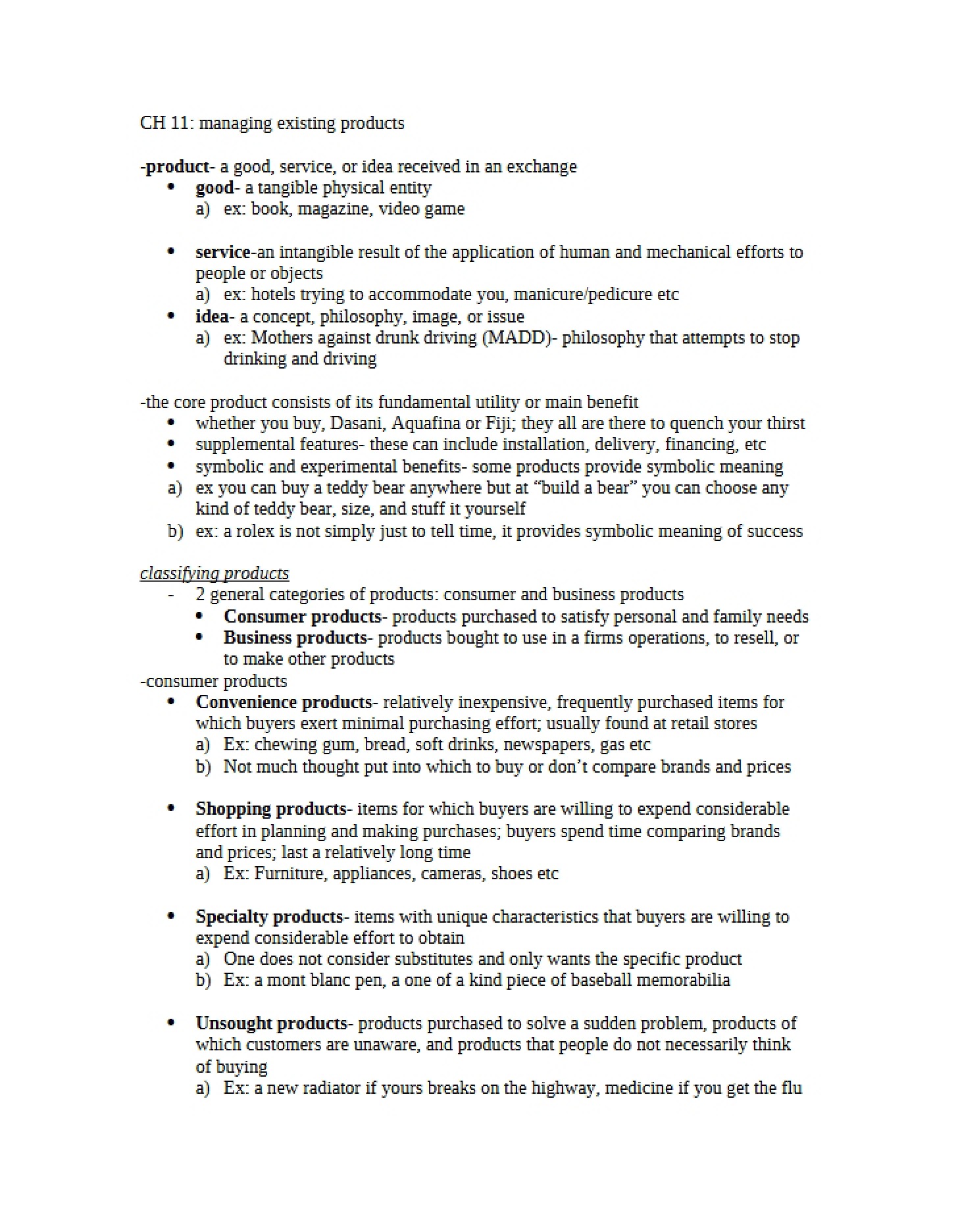 Managing Existing Products (Chapter 11)