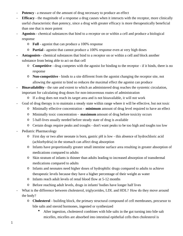 Pharmacology Study Notes