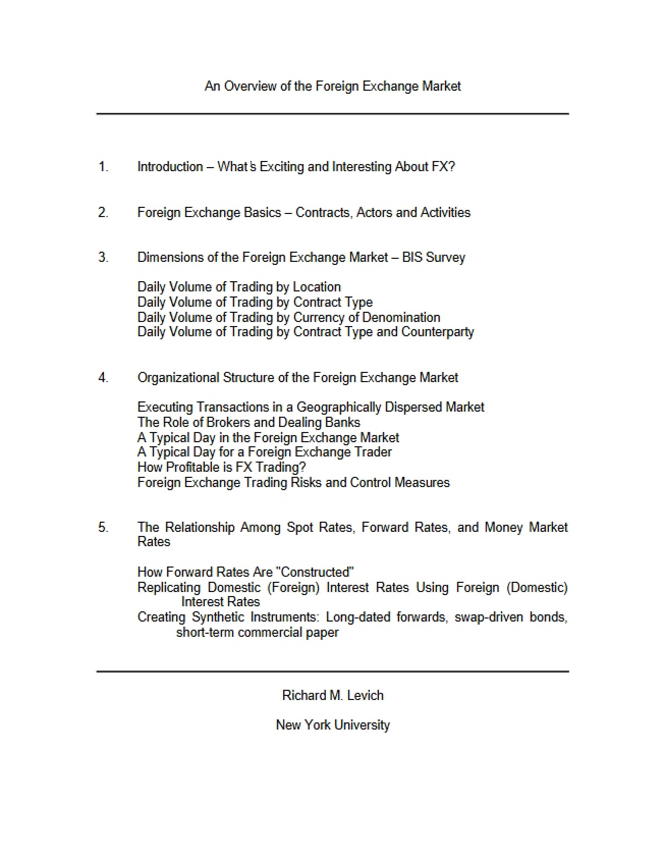 Foreign Exchange Market Overview