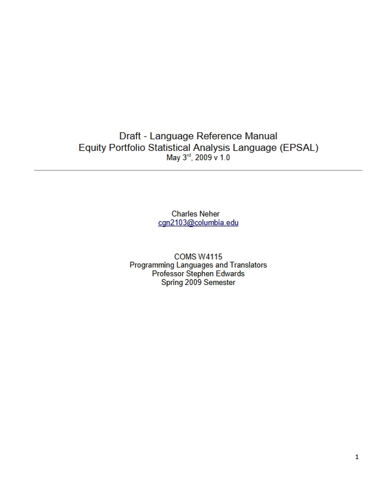 Statistical Analysis Language for Equity Portfolio