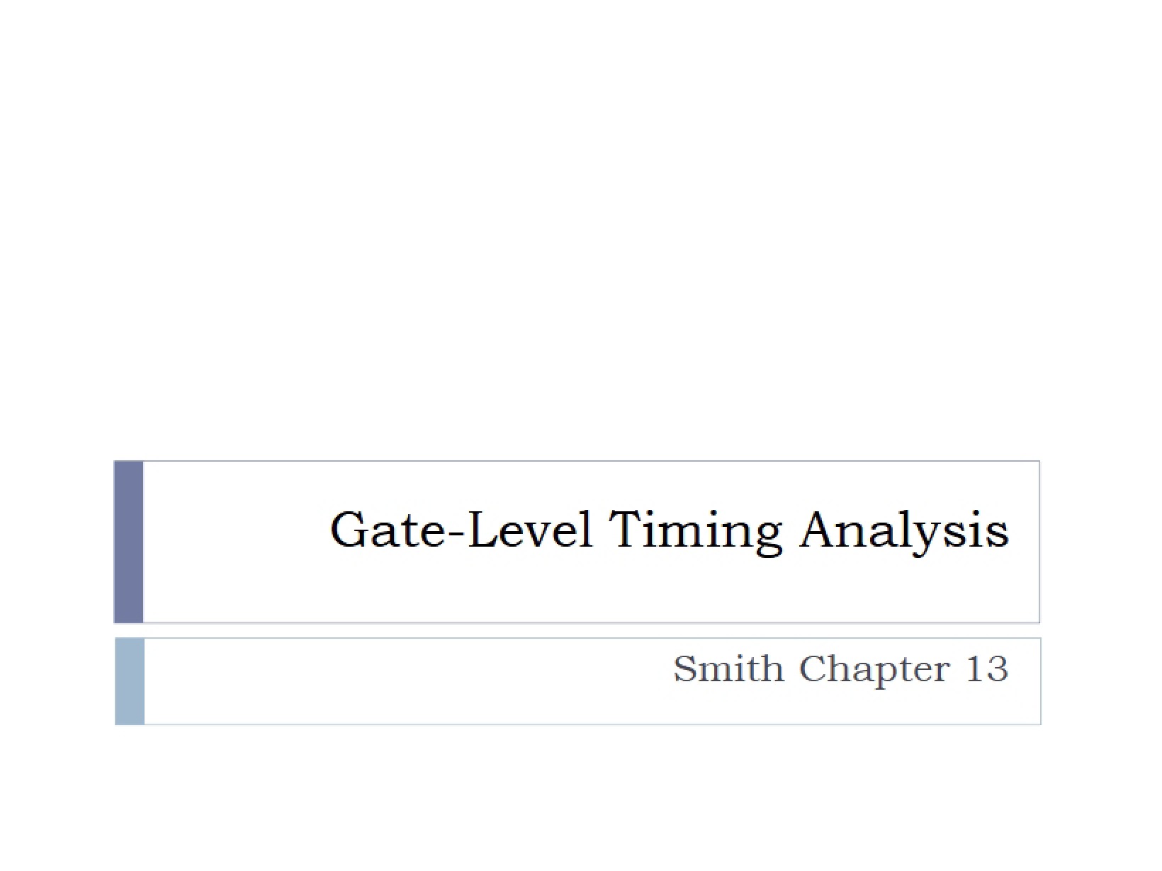 Analysis of Timing