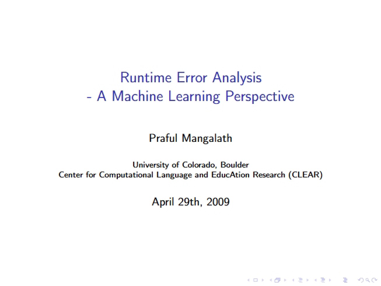 Overview of Runtime Error Analysis