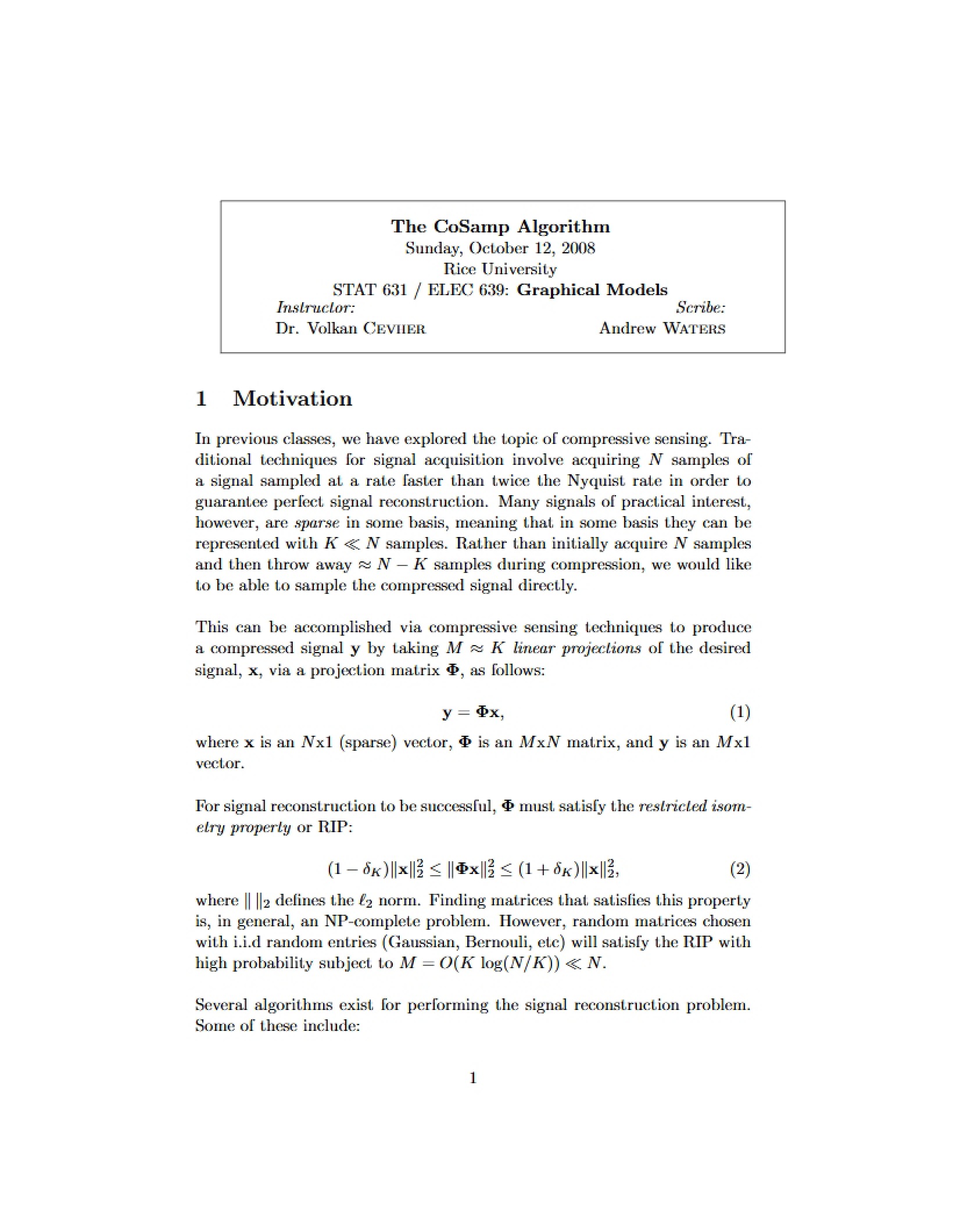 Algorithm CoSamp