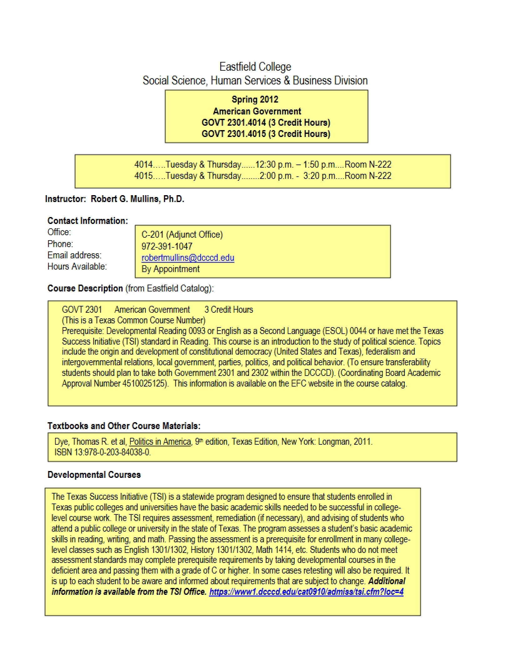 Syllabus - 9 Pages