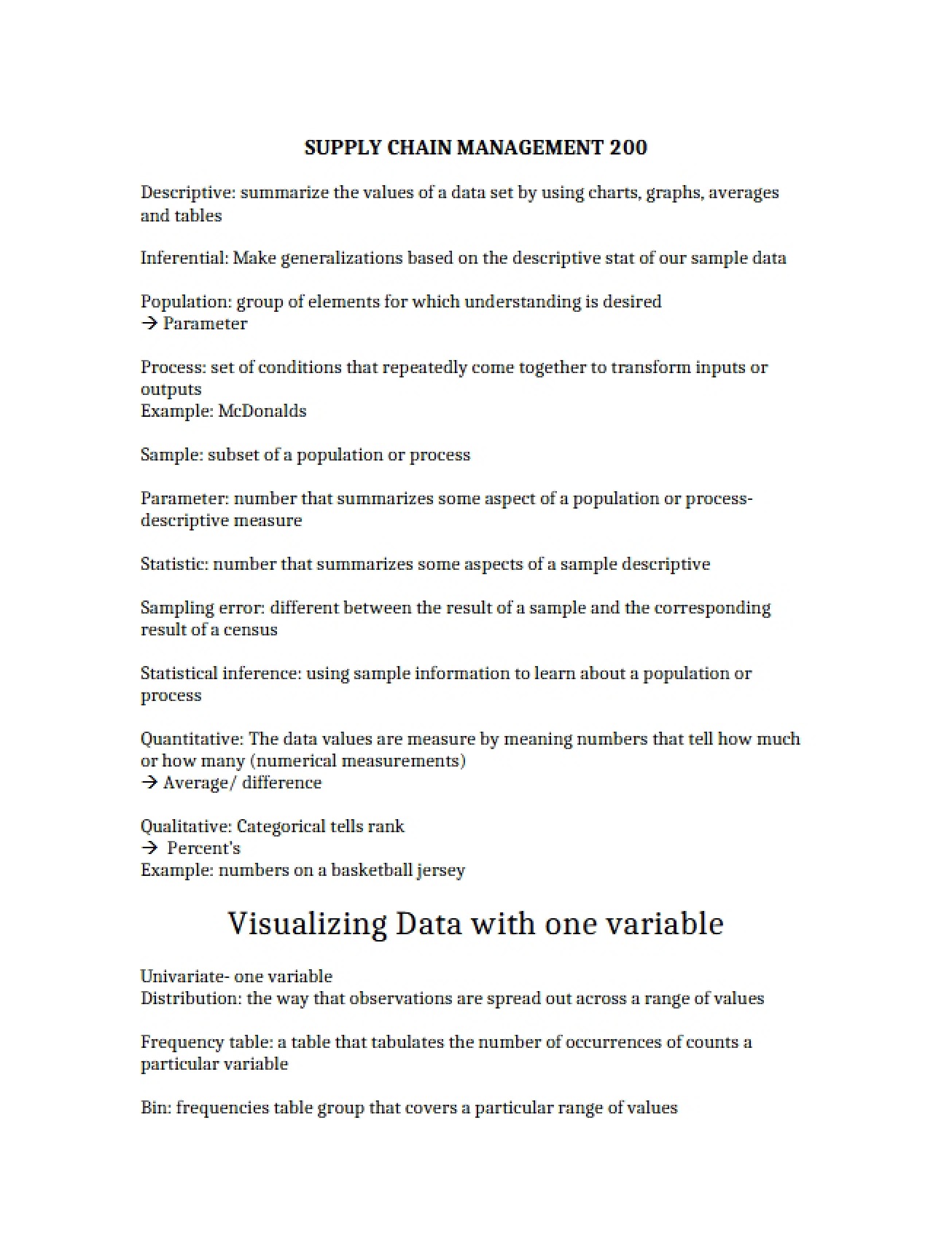Business Statistics Notes