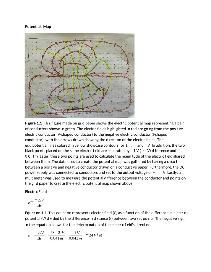 Electric Potential Map and Electric Fields