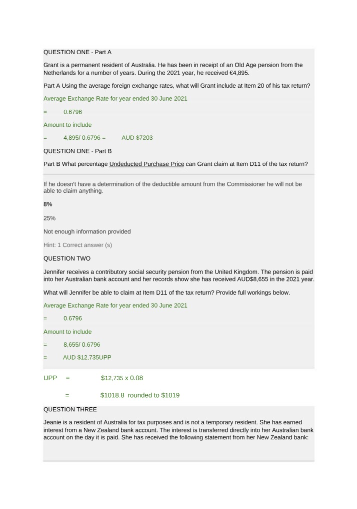 Tax Return Questions and Information