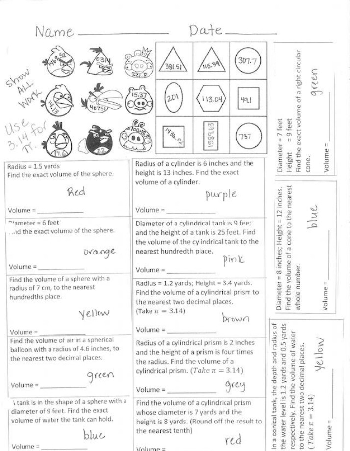 Volume Calculations - Spheres and Cylindrical Prisms