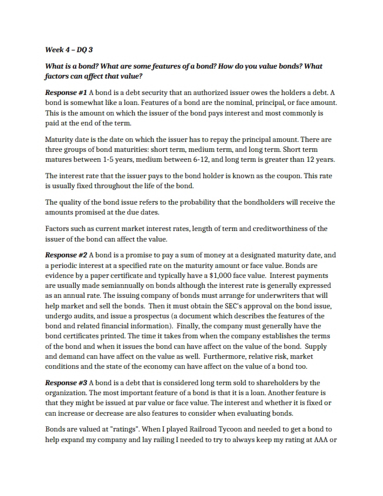 Assignment for Intermediate Accounting II