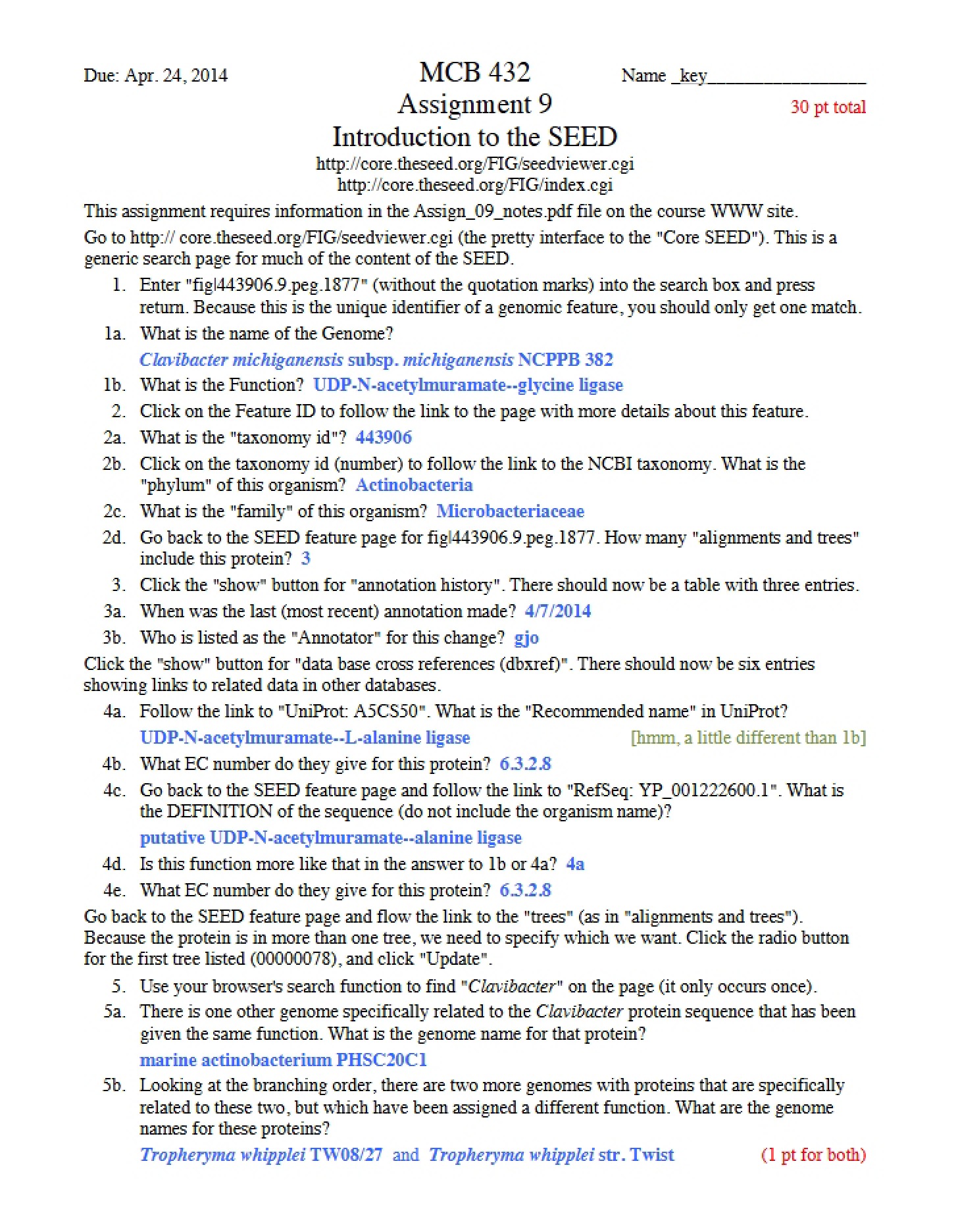 Key for Assignment 09