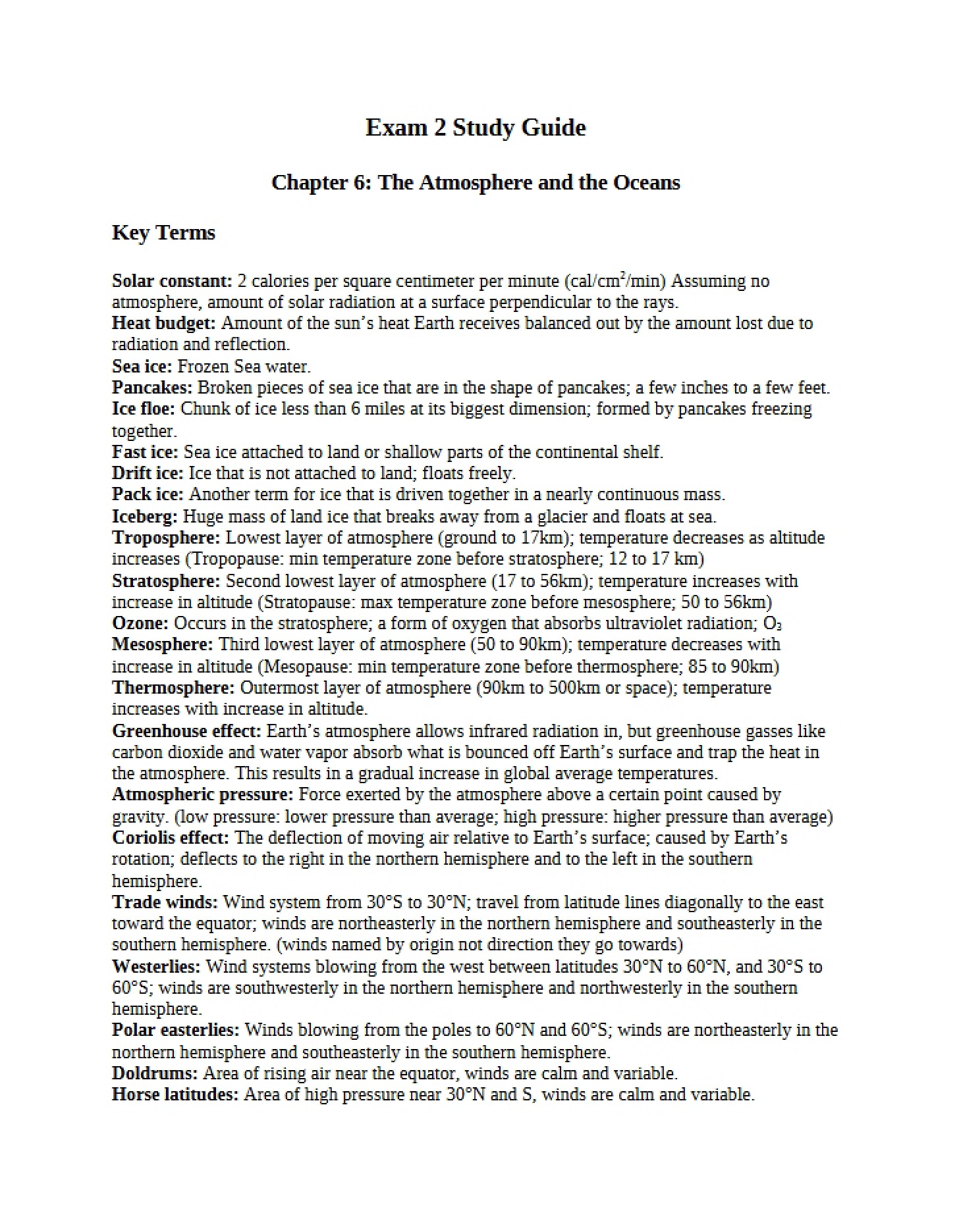 Atmosphere and Oceans (Ch 6)