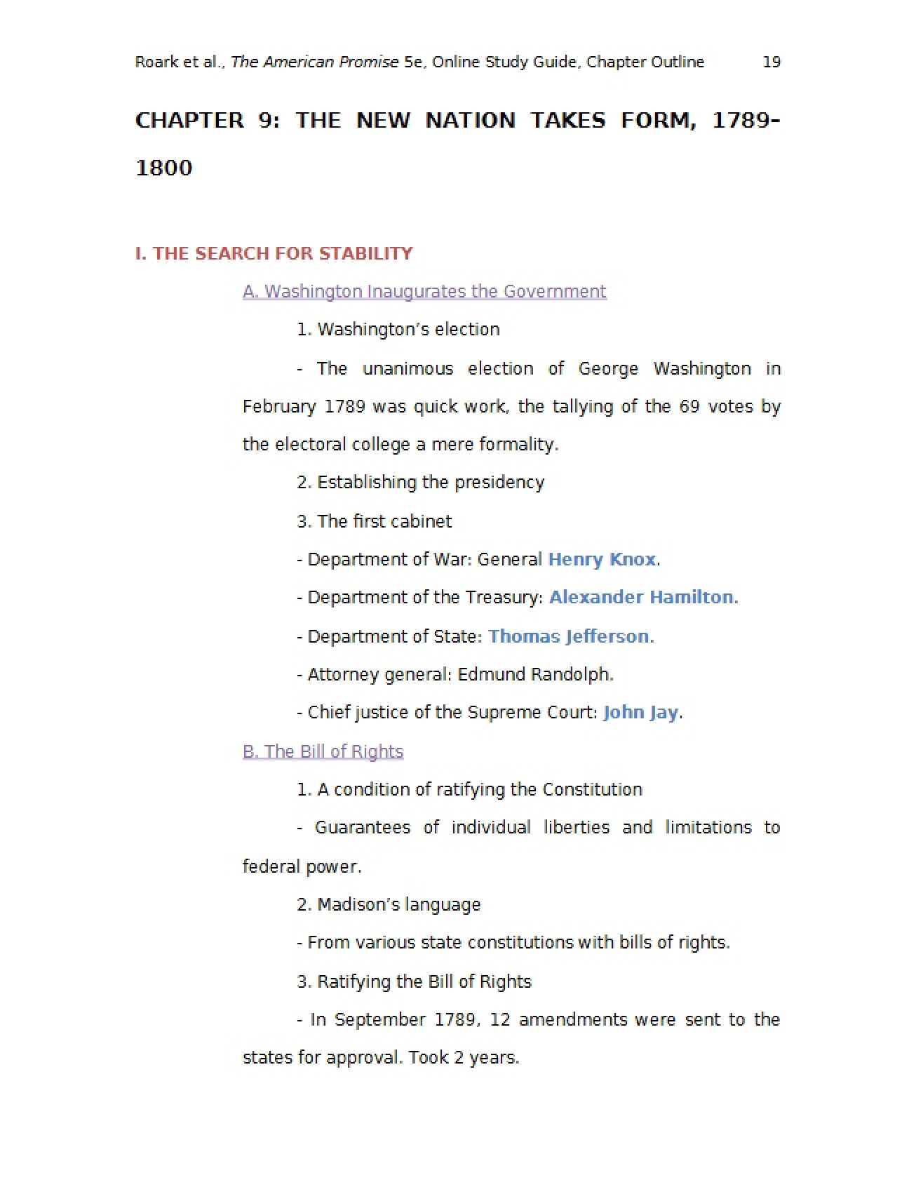 New Nation Takes Form (1789-1800) Chapter 9