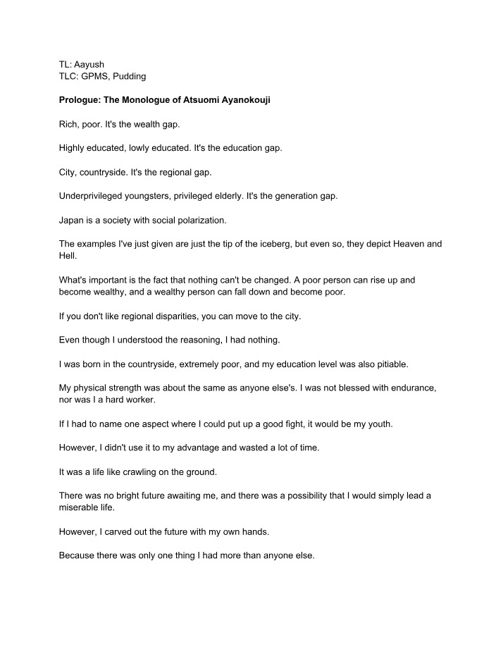 Atsuomi Ayanokouji - Monologue on Overcoming Social
