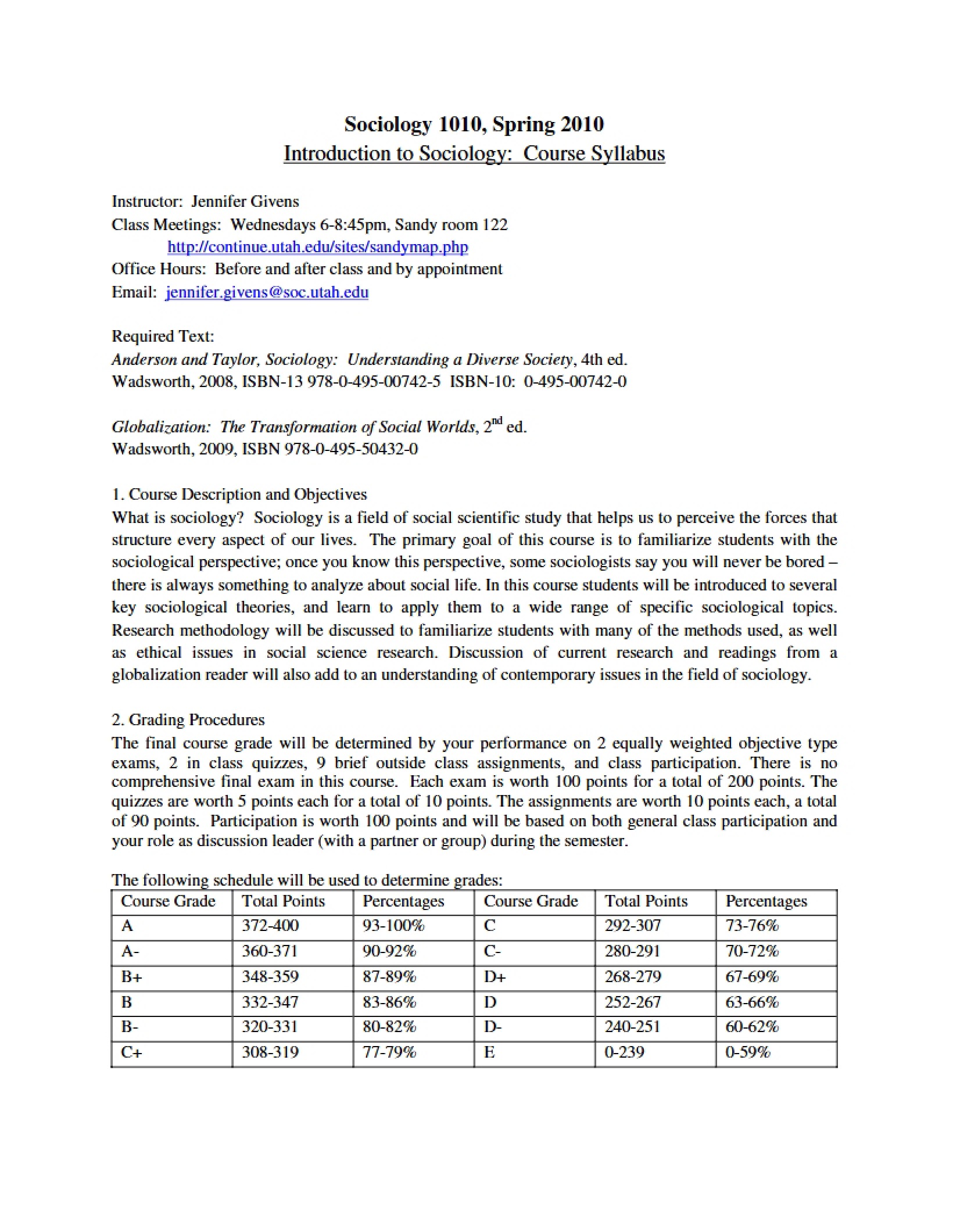 Syllabus for Course