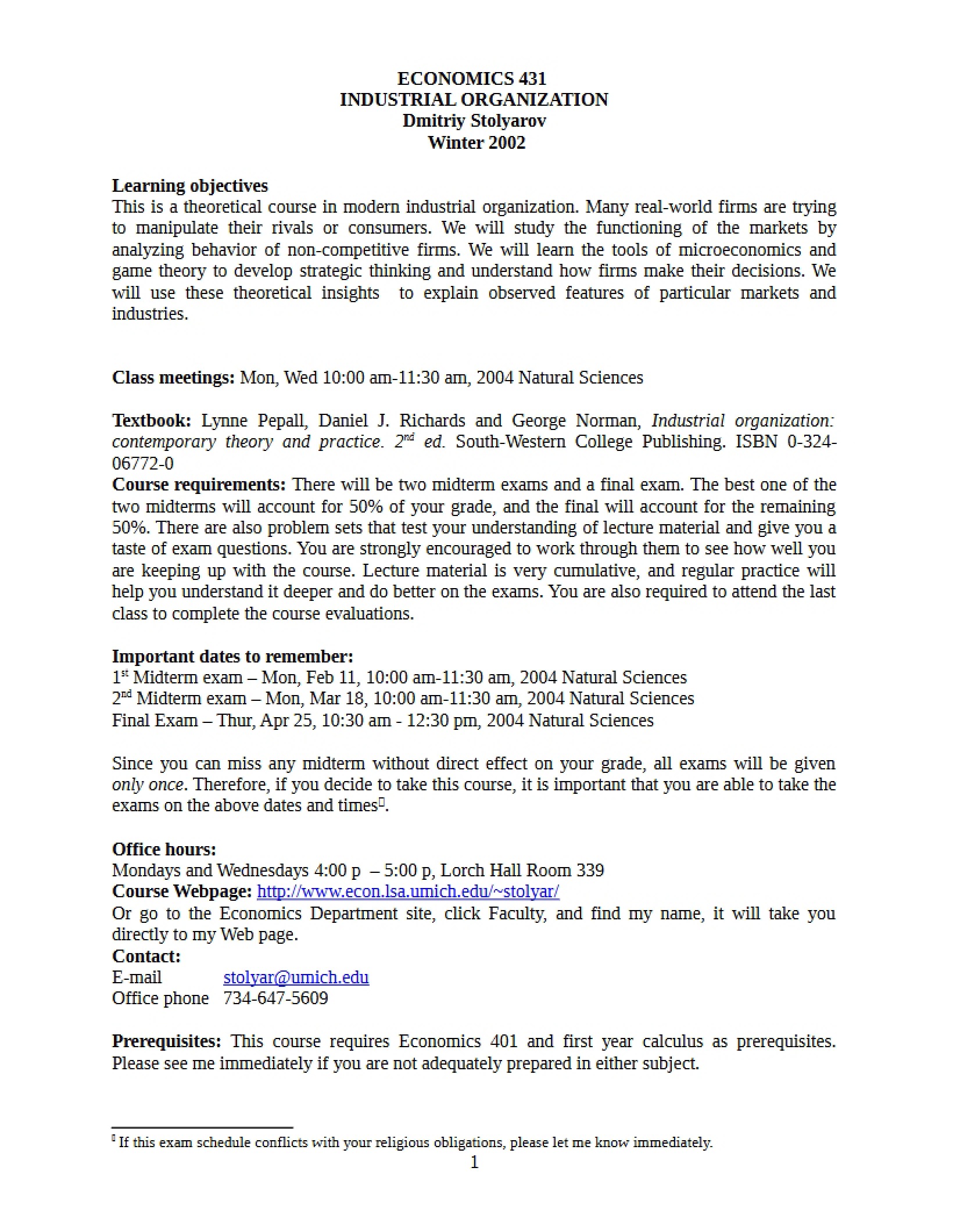 Course Syllabus