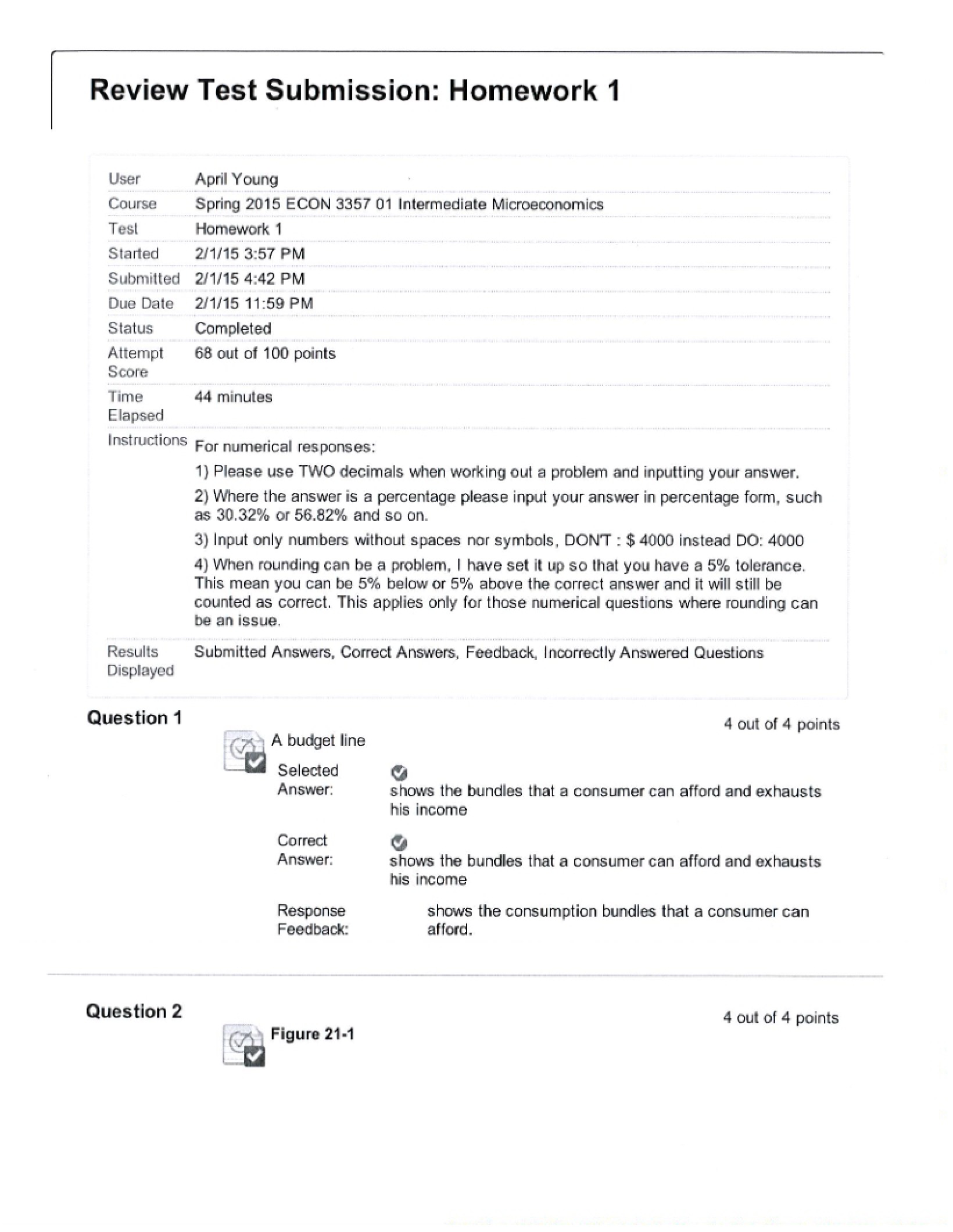 Intermediate Microeconomics Homework 1