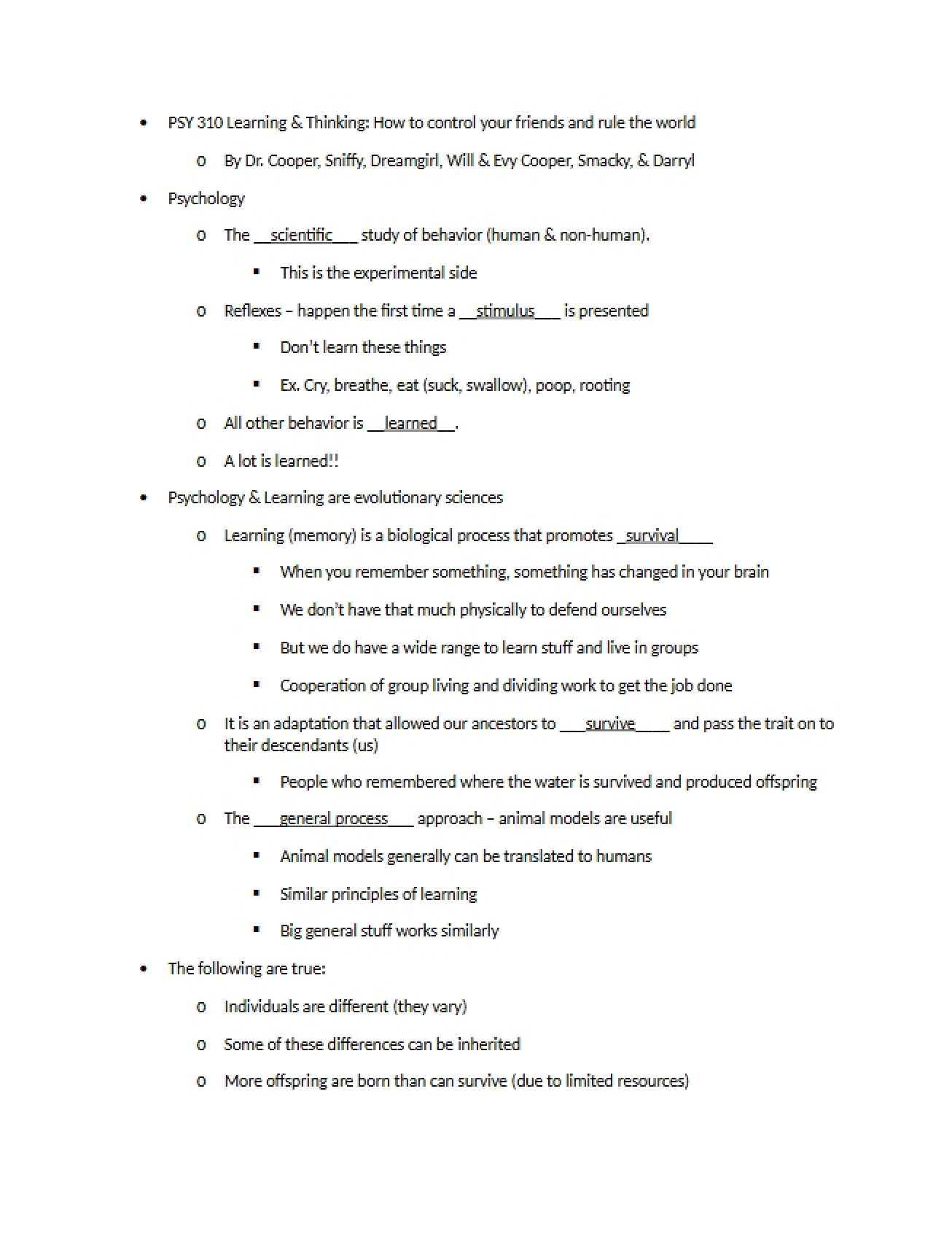 Fill-in-the-Blank Outline History