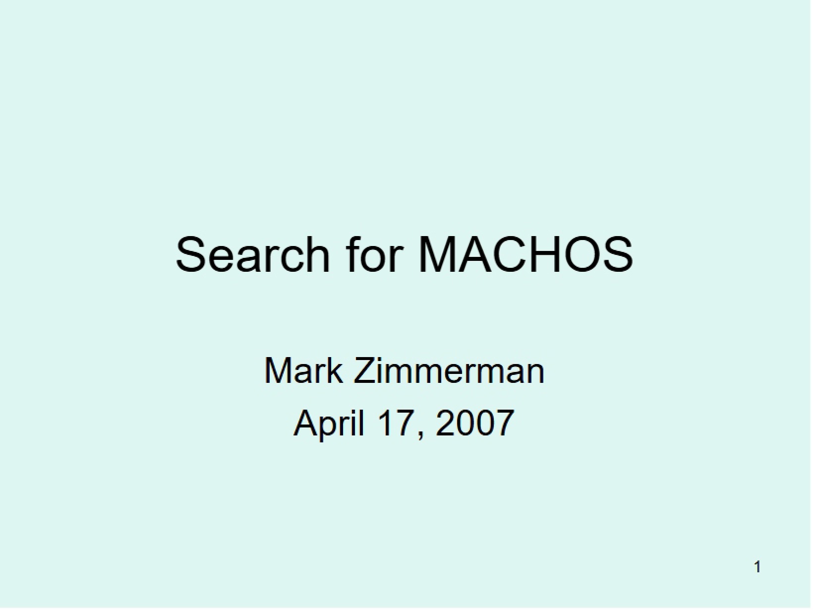 MACHO Search