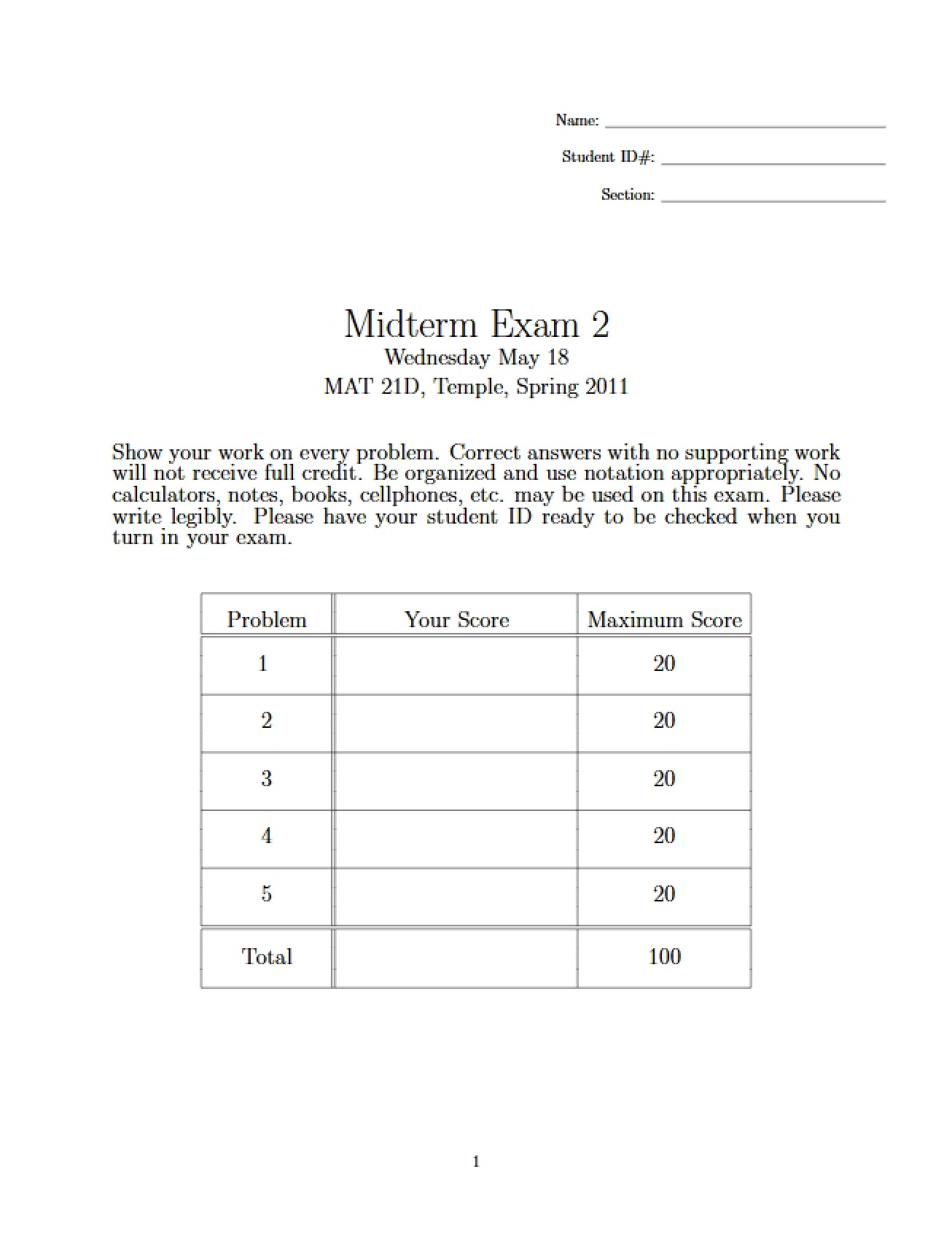 Second Midterm Exam