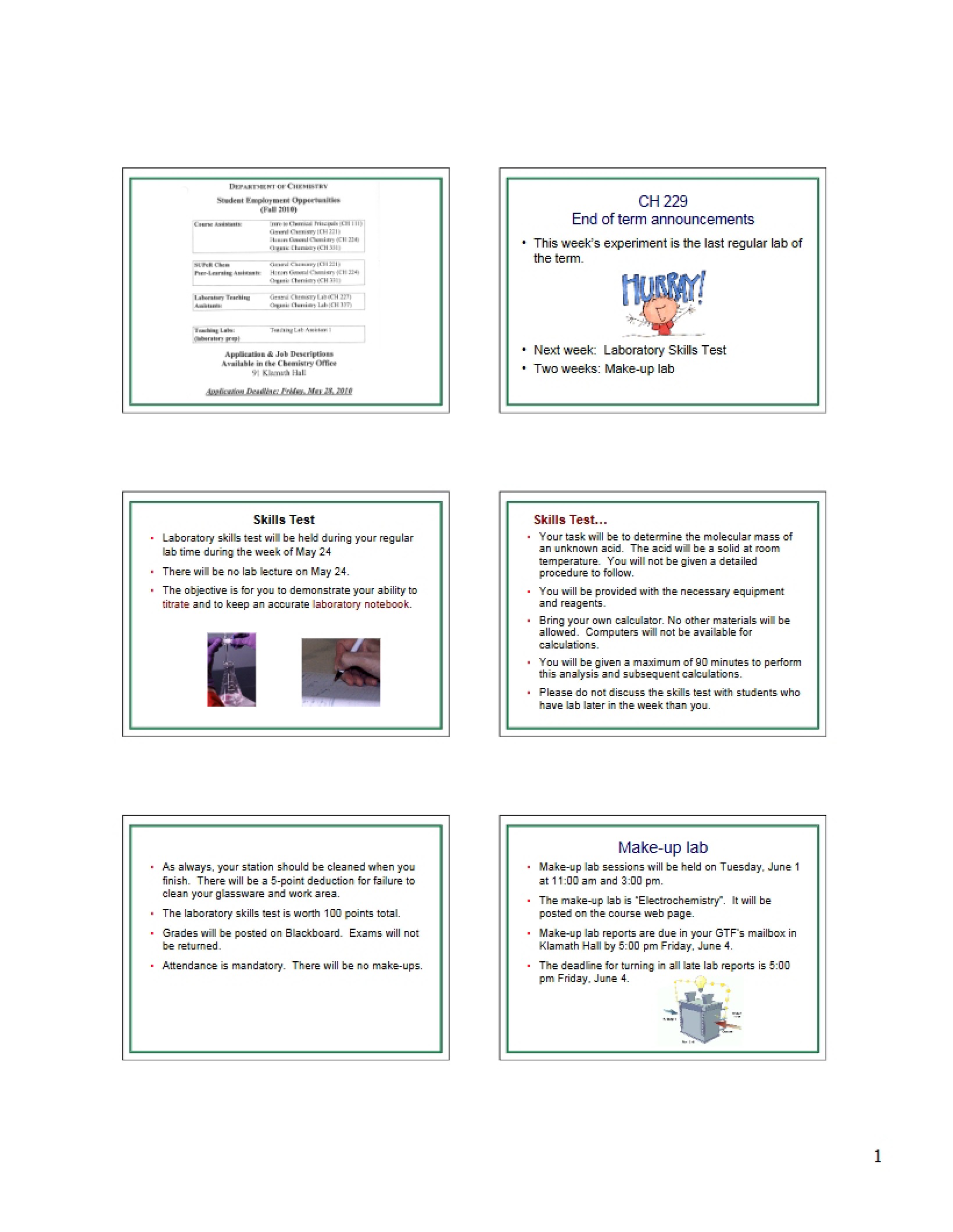 Chemistry Laboratory Lecture Slides
