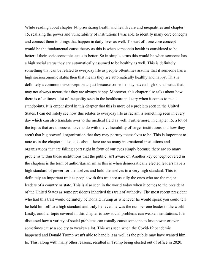 Writing Assignment - Sociology 2 Week 14