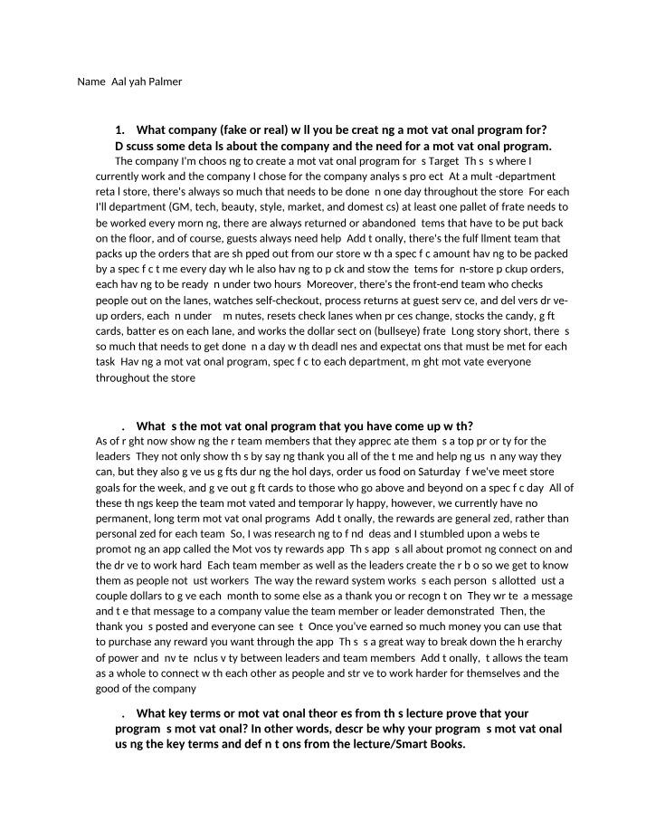 Write-up on Motivation