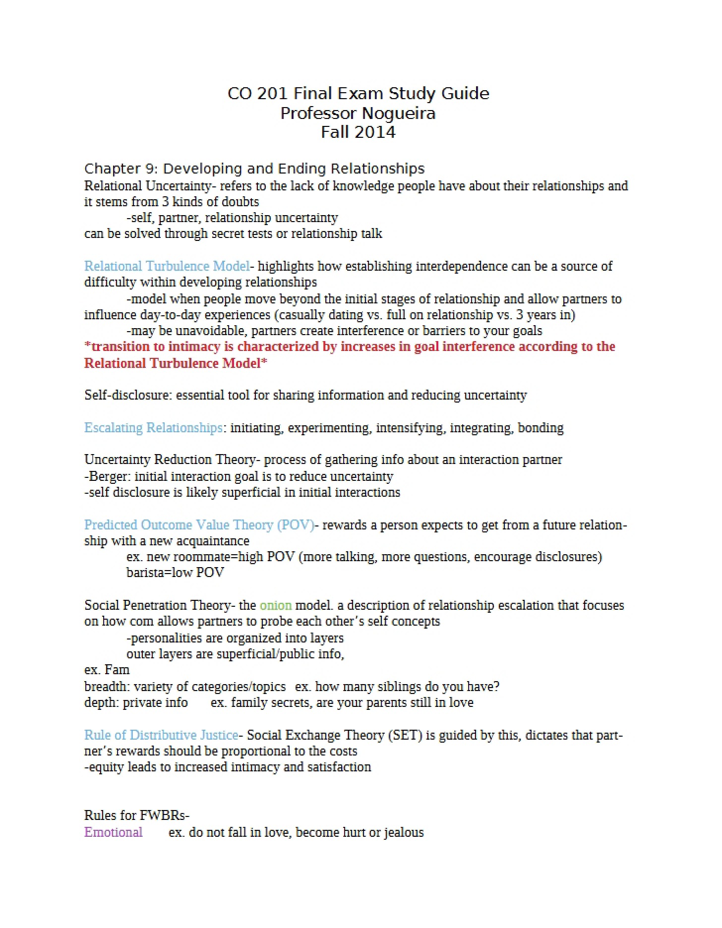 Guide for Final Exam Preparation