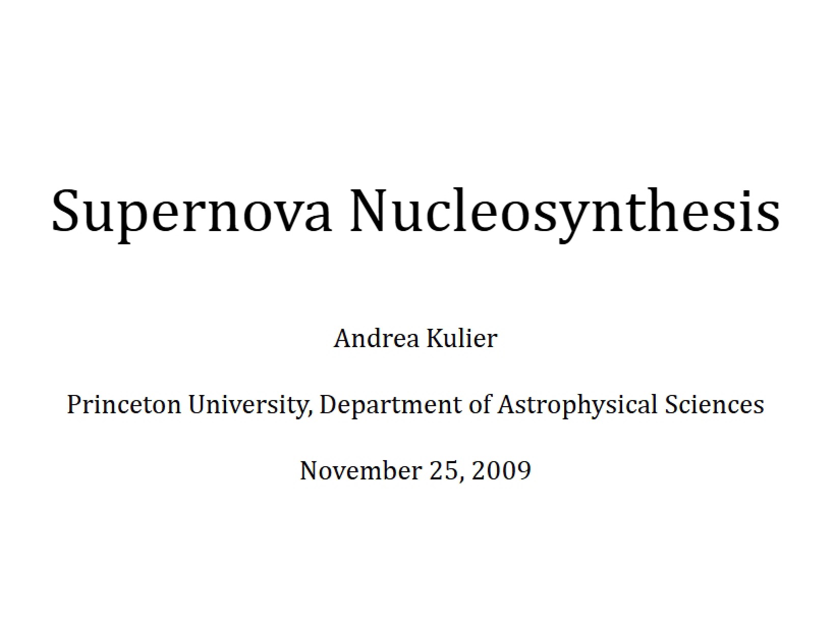 Nucleosynthesis in Supernovae