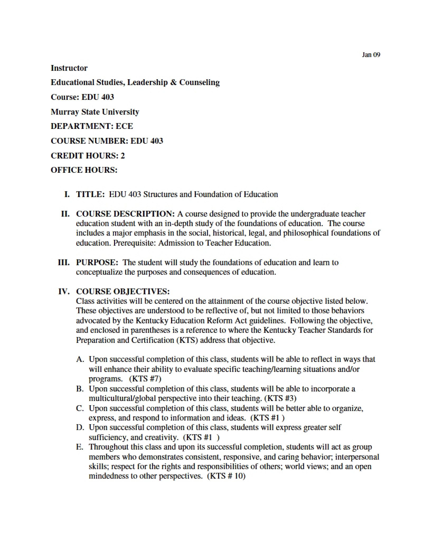 Syllabus - 3 Pages