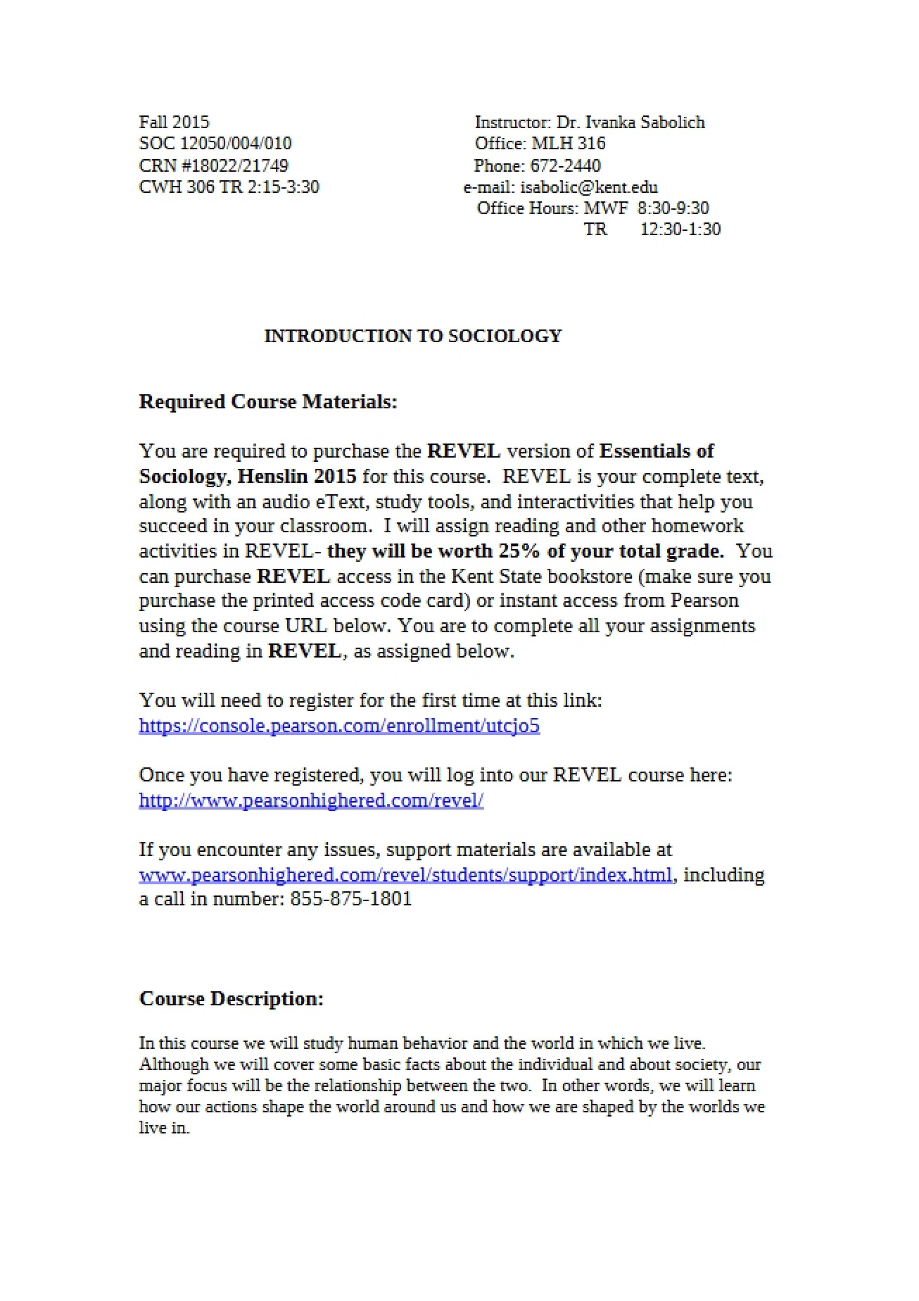 Sociology Course Syllabus Overview