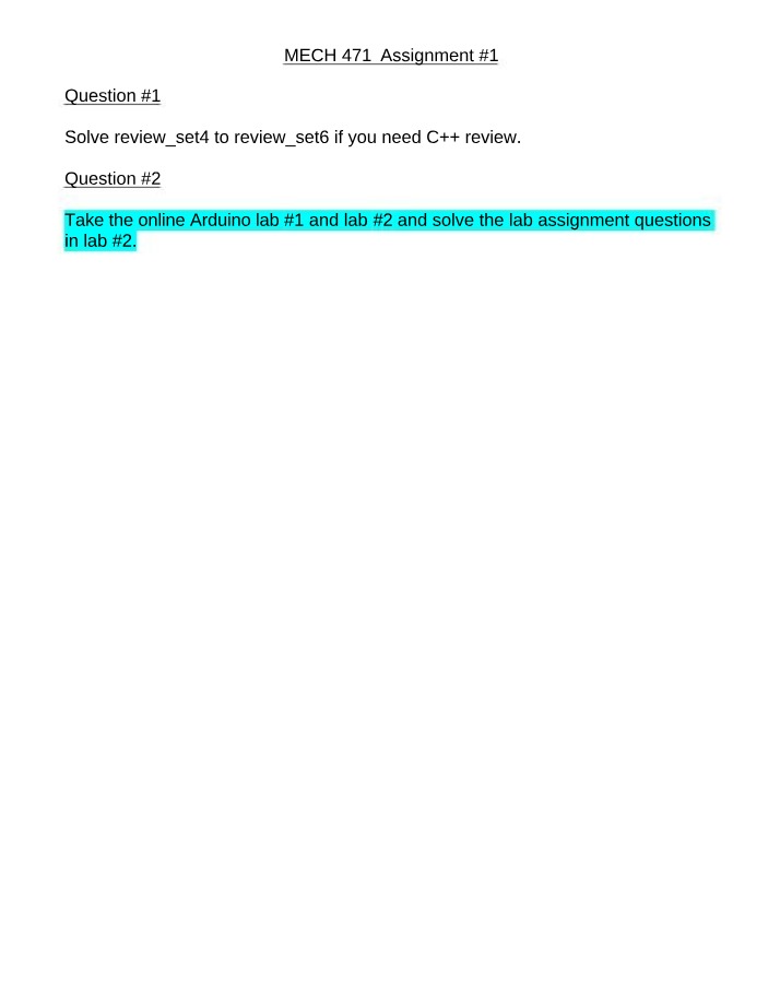Assignment 1 for MECH 471