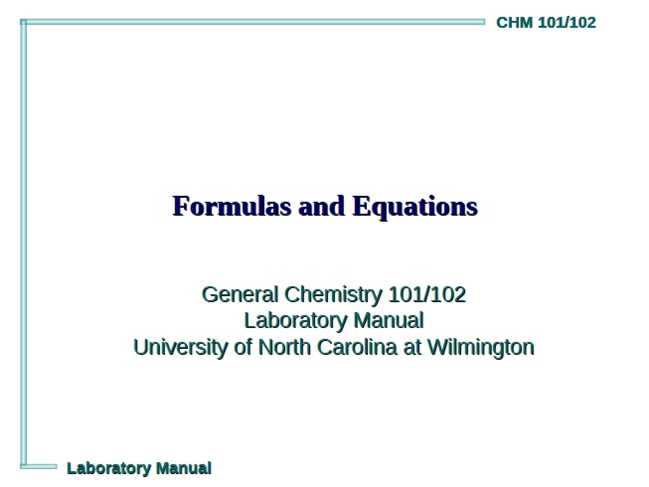 Equations and Formulas