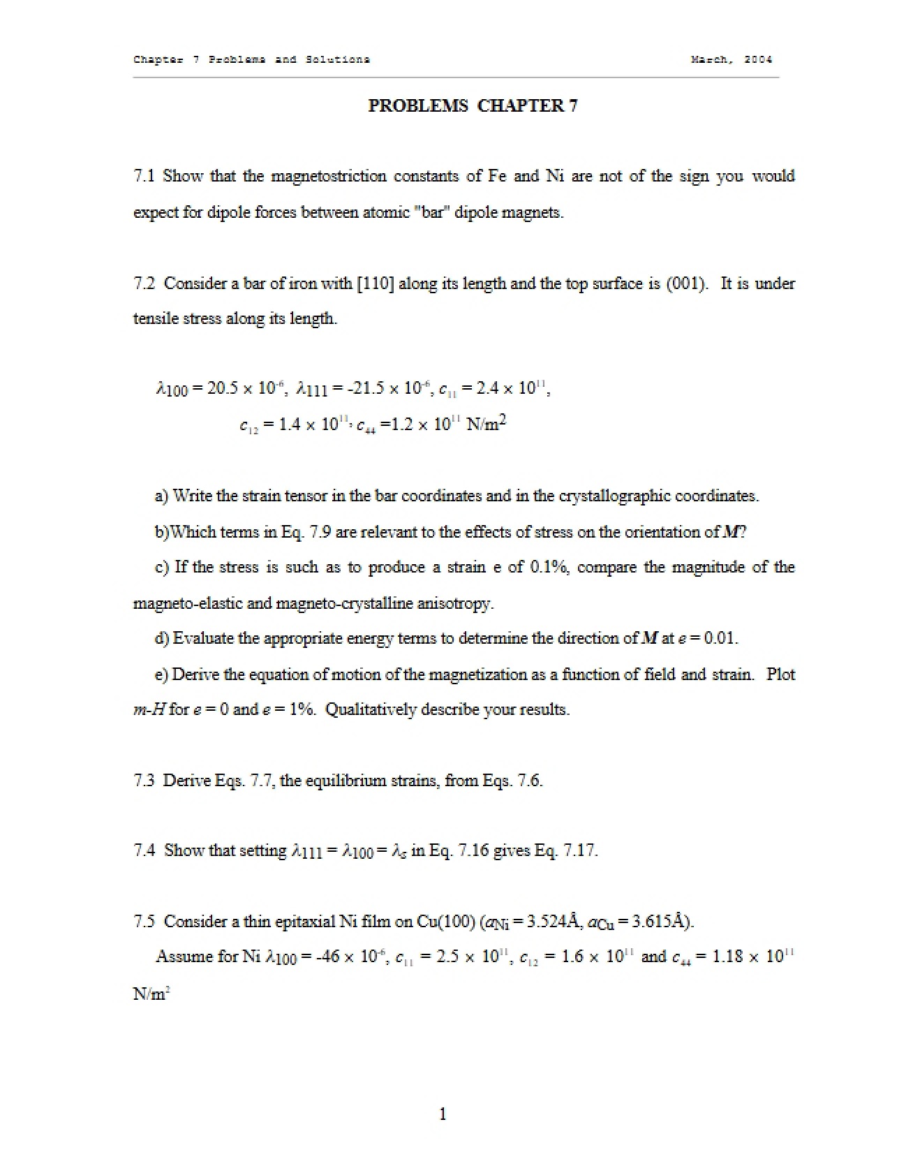 Chapter 7 Problems