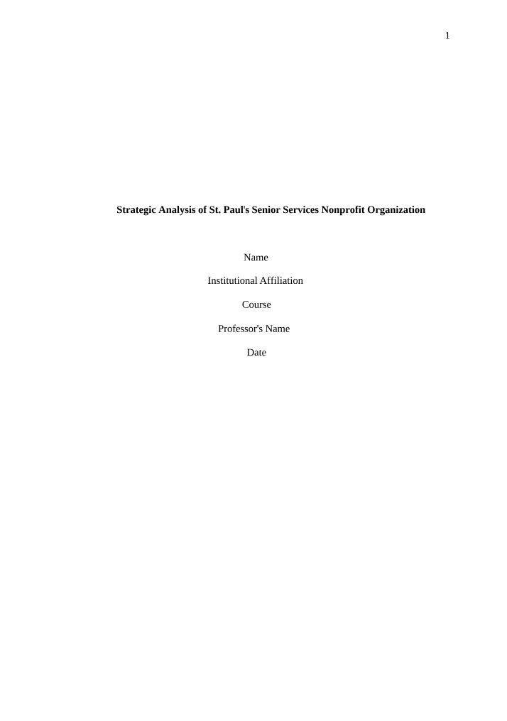 Strategic Analysis Draft