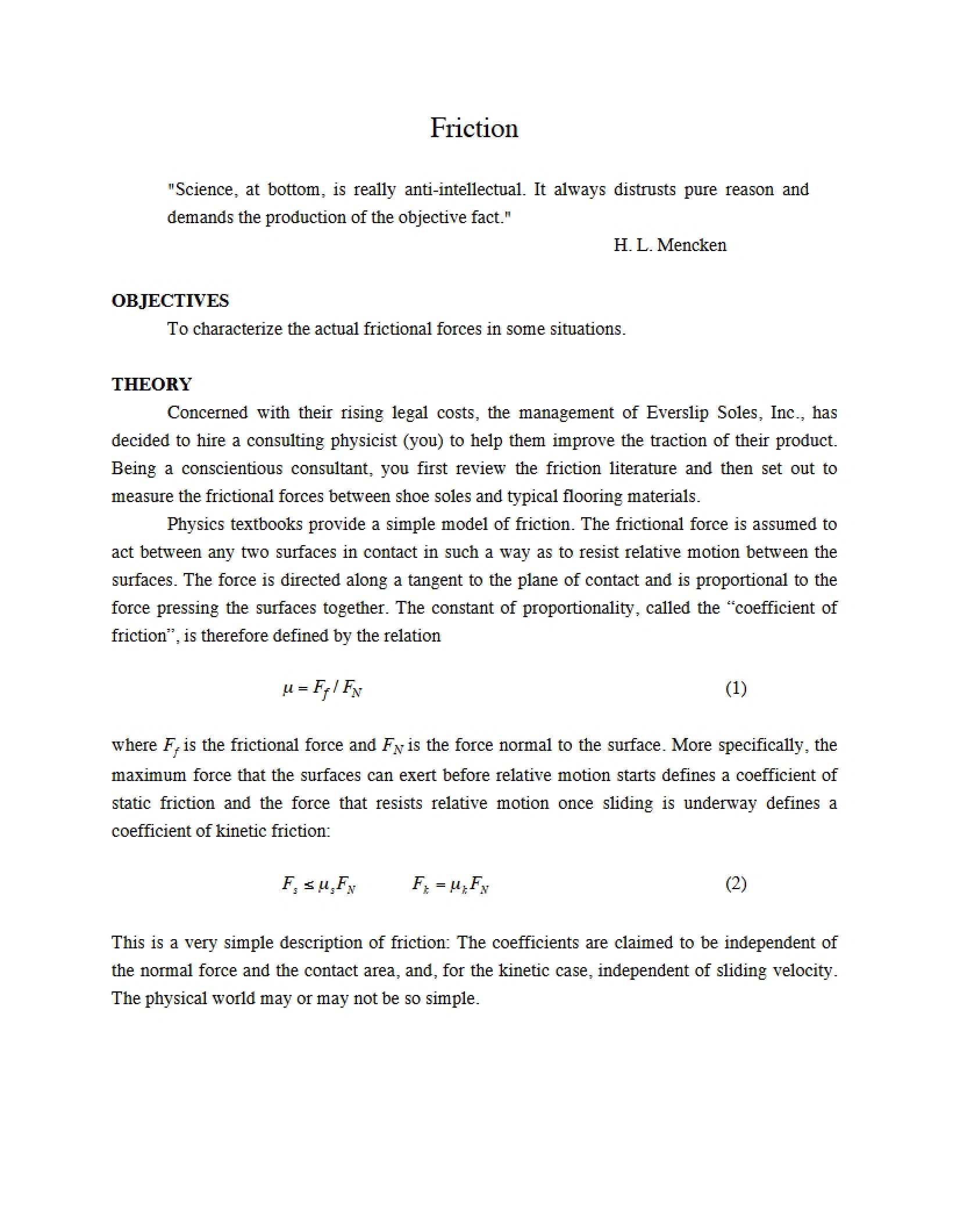 Physics of Friction