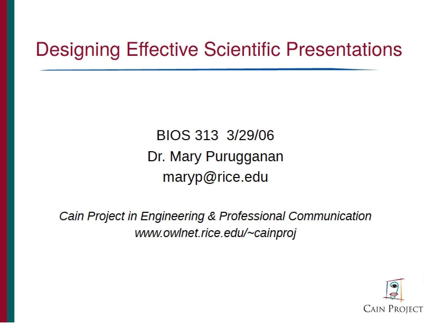 Scientific Presentations Effective Design