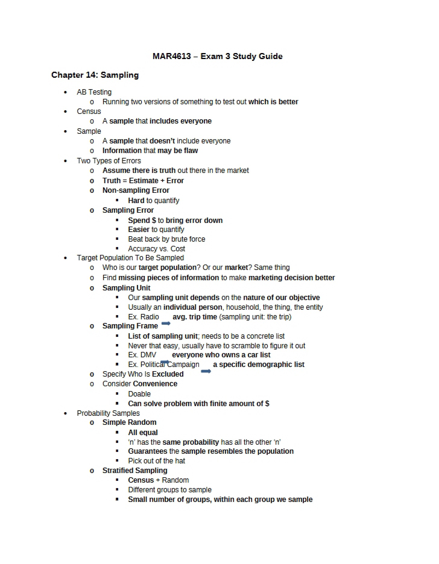 Study Material for Exam 3