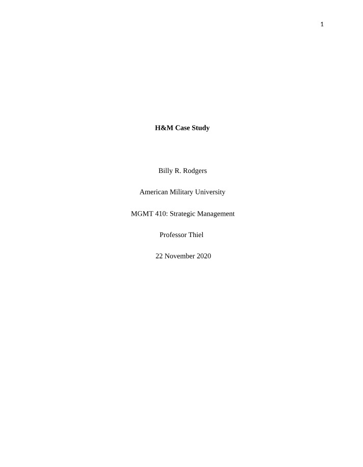 H&M Case Study - Leadership and Growth Strategies