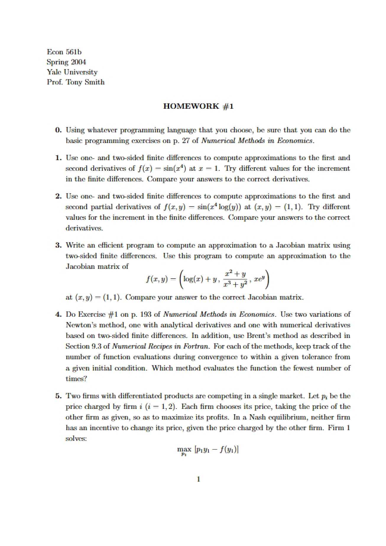 First Homework