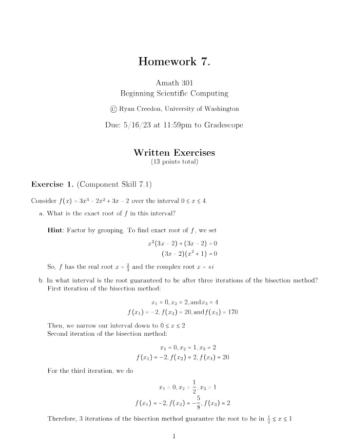 Homework 7 for AMATH 301