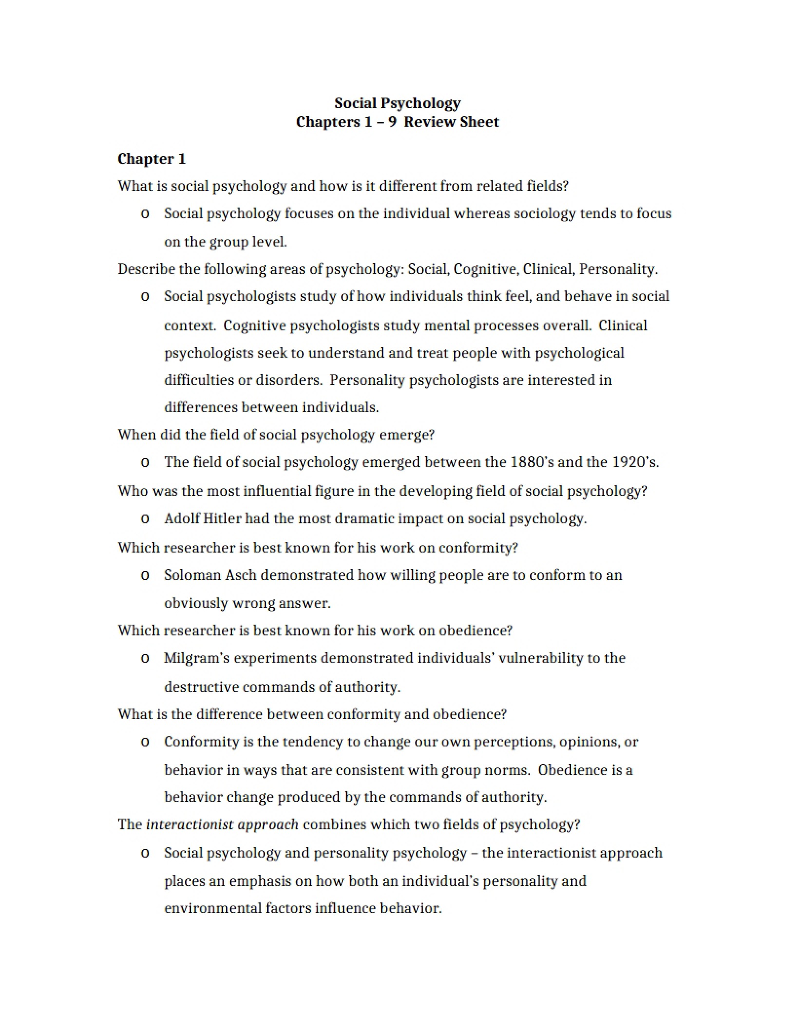 Review Sheet (Ch 1-9)