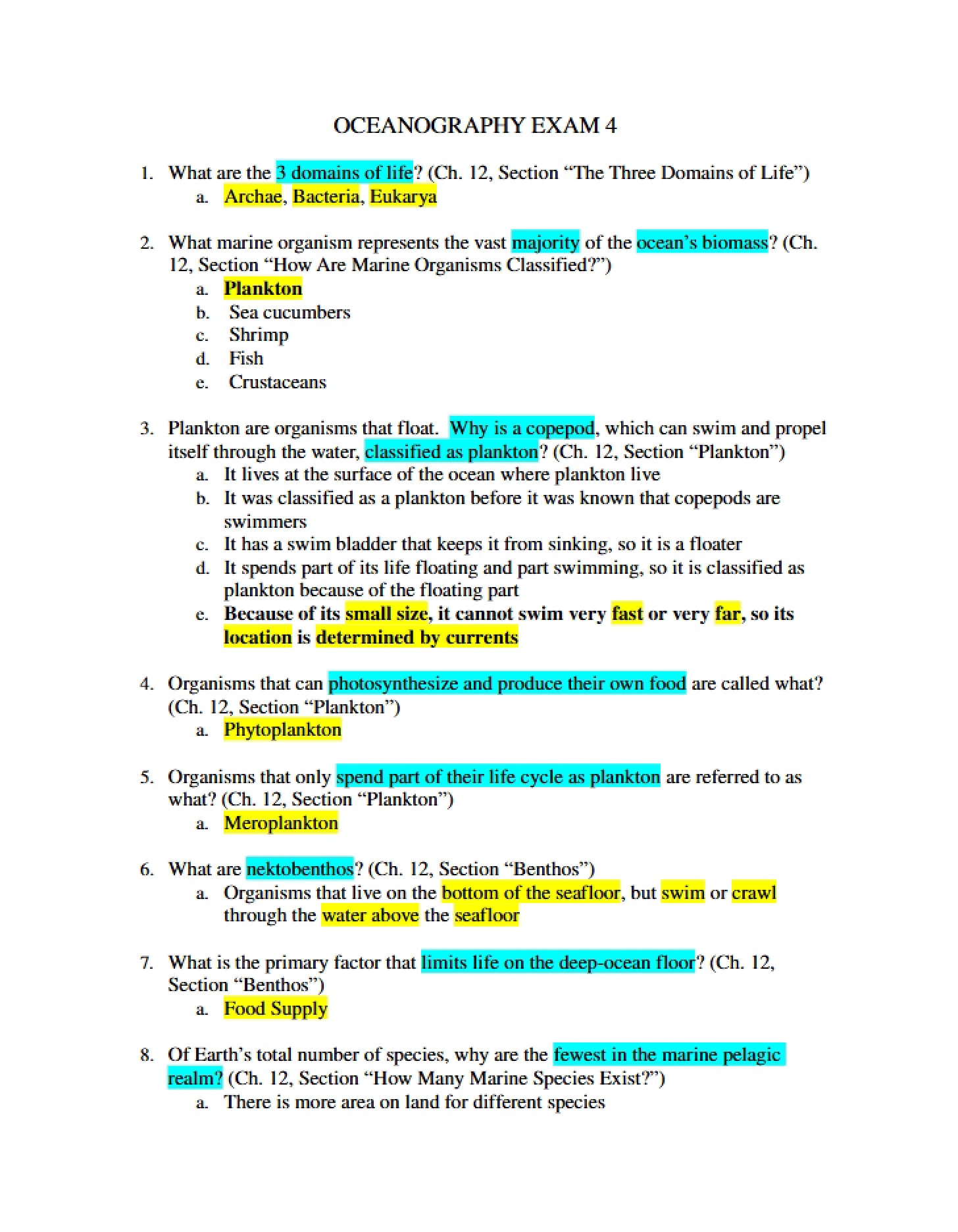 Exam IV - OCE 1001